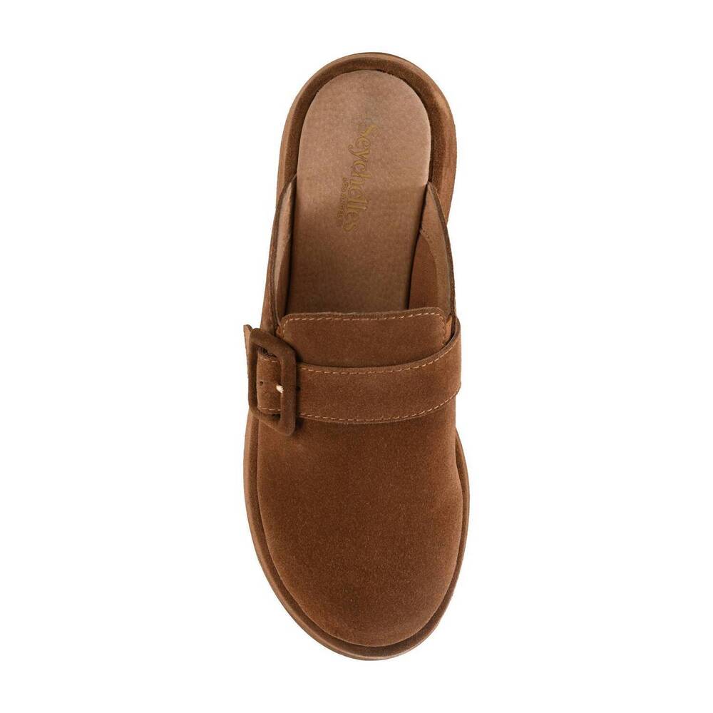 NEW SEYCHELLES women's come together open back platform mules in brown suede - Picture 5 of 5